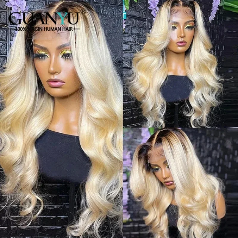 

Brazilian Ombre 1B613 Blonde Wigs Body Wave Lace Front Human Hair Wig PrePlucked 13x4 HD Transparent Lace Frontal Wigs For Women