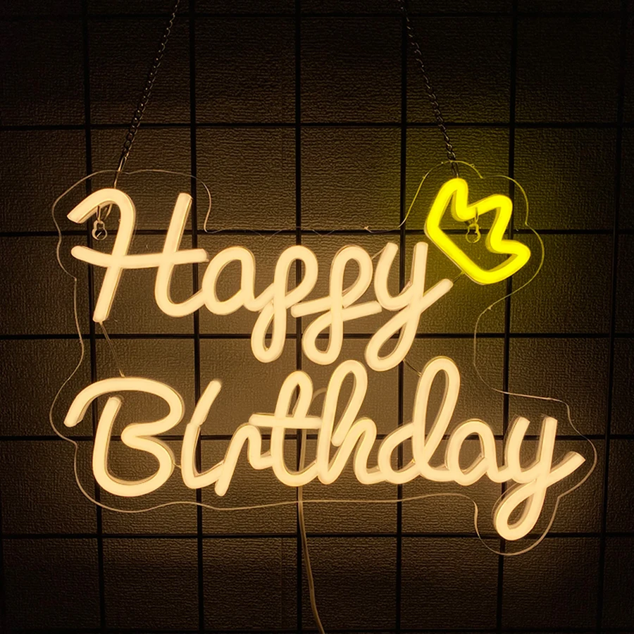 Happy Birthday Neon Sign For Wall Decor,Led Neon Light For Birthday Party Decor,Bedroom,Home Gathering,Best Gift For Friends