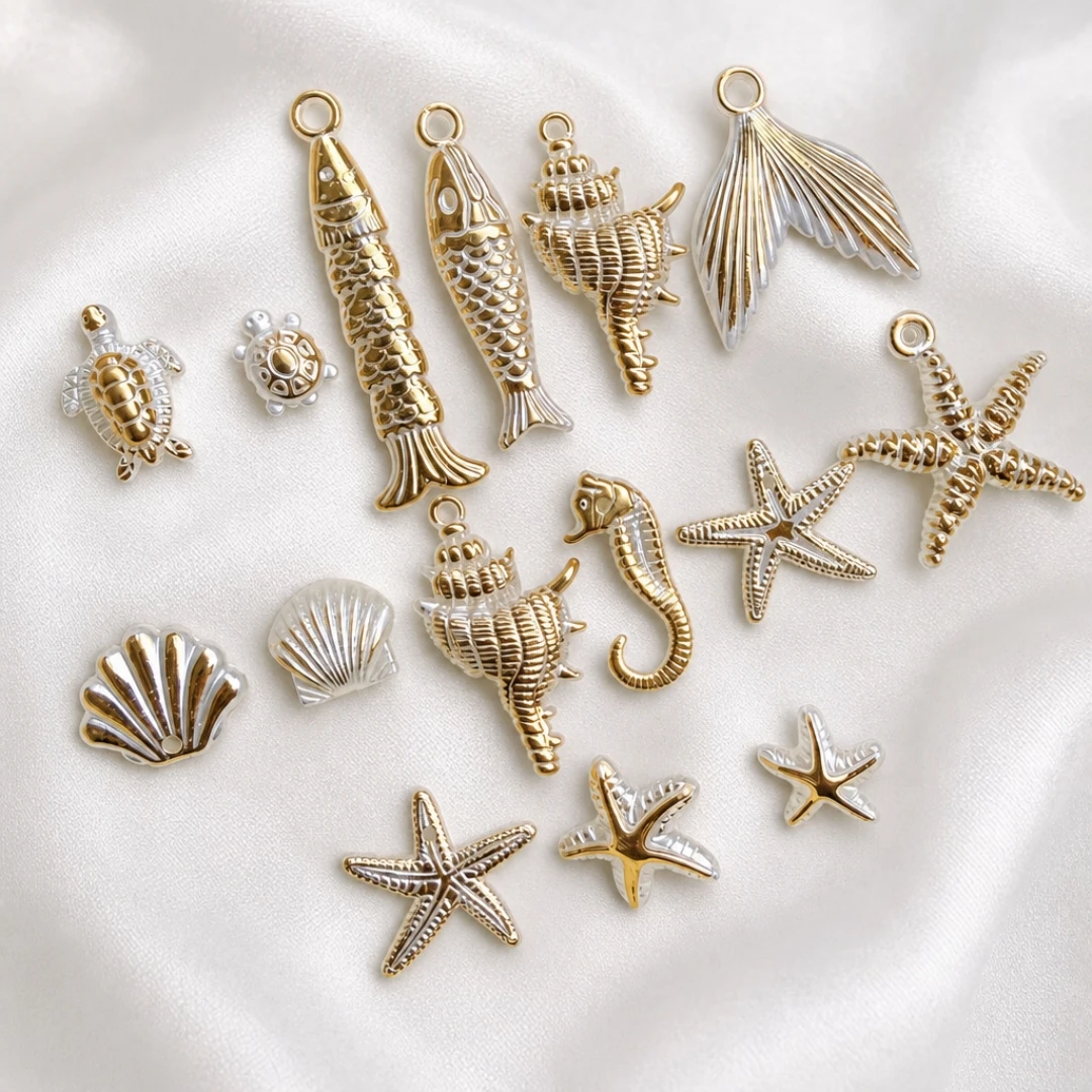 20g/50g Sortierte Acrylperlen für Armbandherstellung Fisch Muschel Seepferdchen Schildkröte Strand Meerestiere Niedliche Perlen für DIY Schmuckherstellung – Detail 5