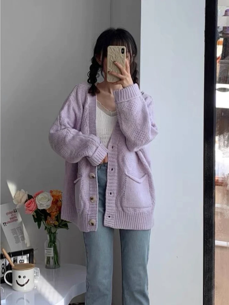 Cardigan Women Casual Long Sleeve Sweet Students Kawaii Girlish Кардиган Женский Vintage Elegant Autumn All-match Chic Aesthetic