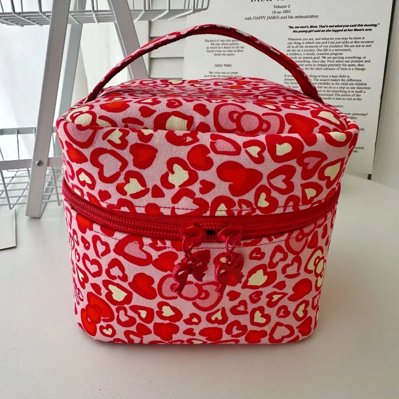 

Hello Kitty Makeup Bag Anime Cartoon Print Kawaii Girl Gift Women Accessories Cotton Makeup Storage Portable Handbag Wholesale
