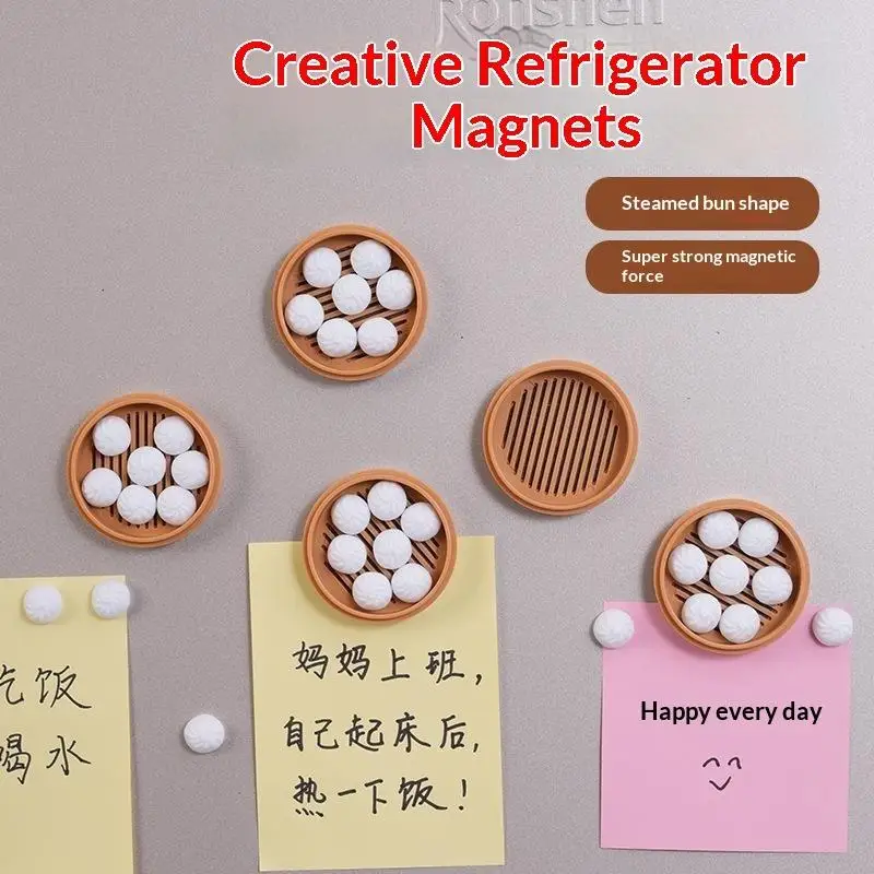 3D Printing Bun Dumpling Fridge Magnet Plastic Realistic Miniature: Food Magnetic Sticker Whimsical DIY Label