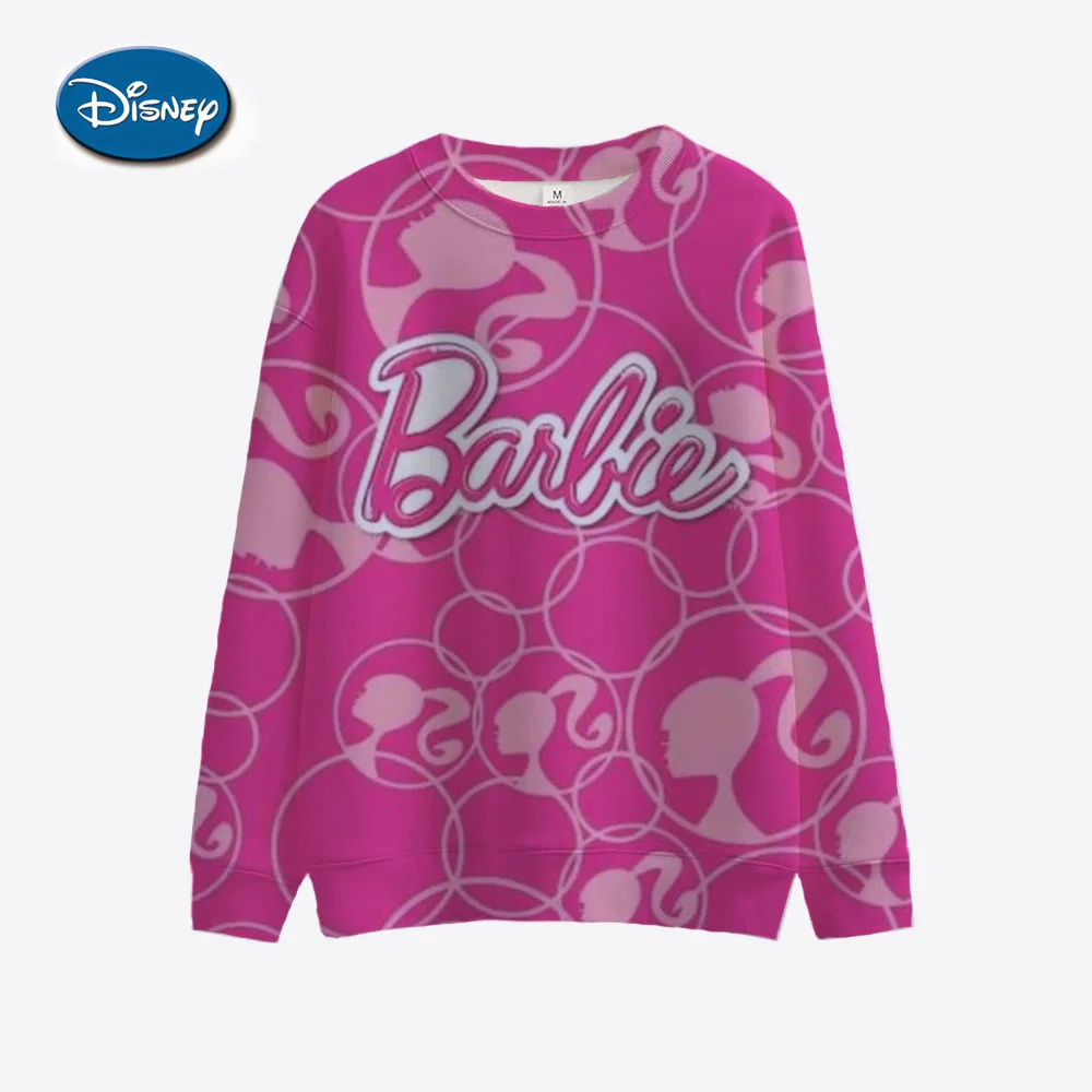 Einfache Barbie-Druck-Sweatshirts für Damen lässig bequeme Kapuzen pullover mit Rundhals ausschnitt lose Herbst dünne Hoodie Sportswear Kleidung