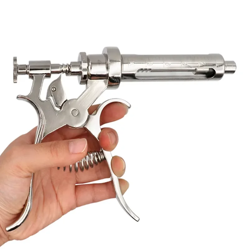 10/20/30/50ml Veterinary Animal Continuous Injection Syringe Stainless Steel Semi-automatic Vaccination Gun for Cow Sheep Pig