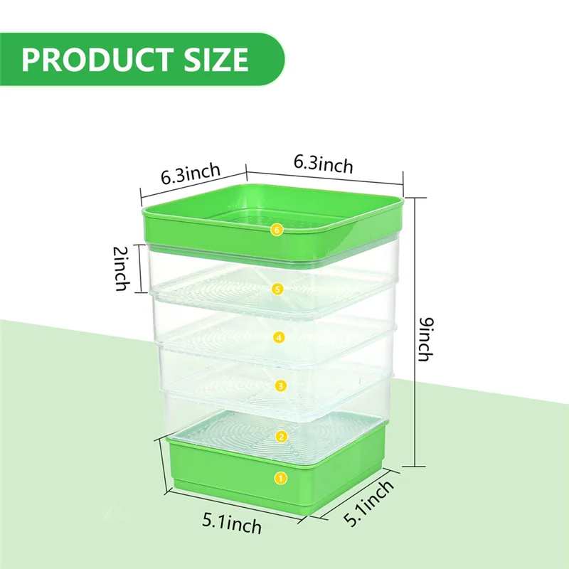 A23E-Bean Seed Germination Kit, Micro-Green Plant Growing Tray, Drain Tray, Four-Tier Stackable Sprout Growing Kit