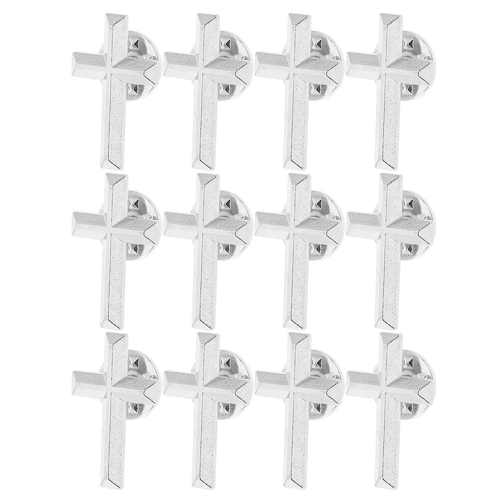12Pcs Cross Shape Alloy Pins Lapel Brooches for Jackets Hats Sweaters Clothing DIY Metal Accessories Unique Design