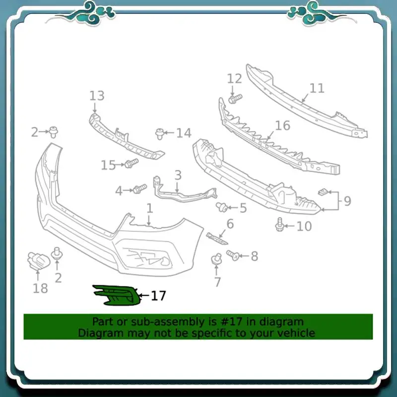 

ABTU-Passenger Side Right Front Fog Light Lamp Trim Cover 57731XC02A For Subaru Ascent 2019-2022 Fog Lamp Chrome Strip Frame Par