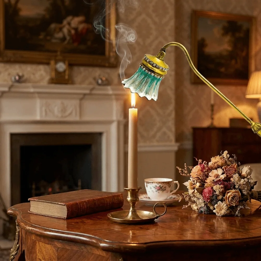 Long Handle Flower Candle Extinguisher Vintage Decorative Candle Snuffer Exquisite Candle Wick Smotherer Living Room
