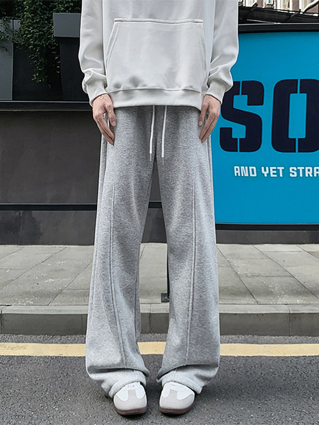 

ay Fitn Sport Pants Men's Autumn Winter American Slant Cut Wide Leg Bootcut Pants Straight Leg Wide Legged Fce Lined ...