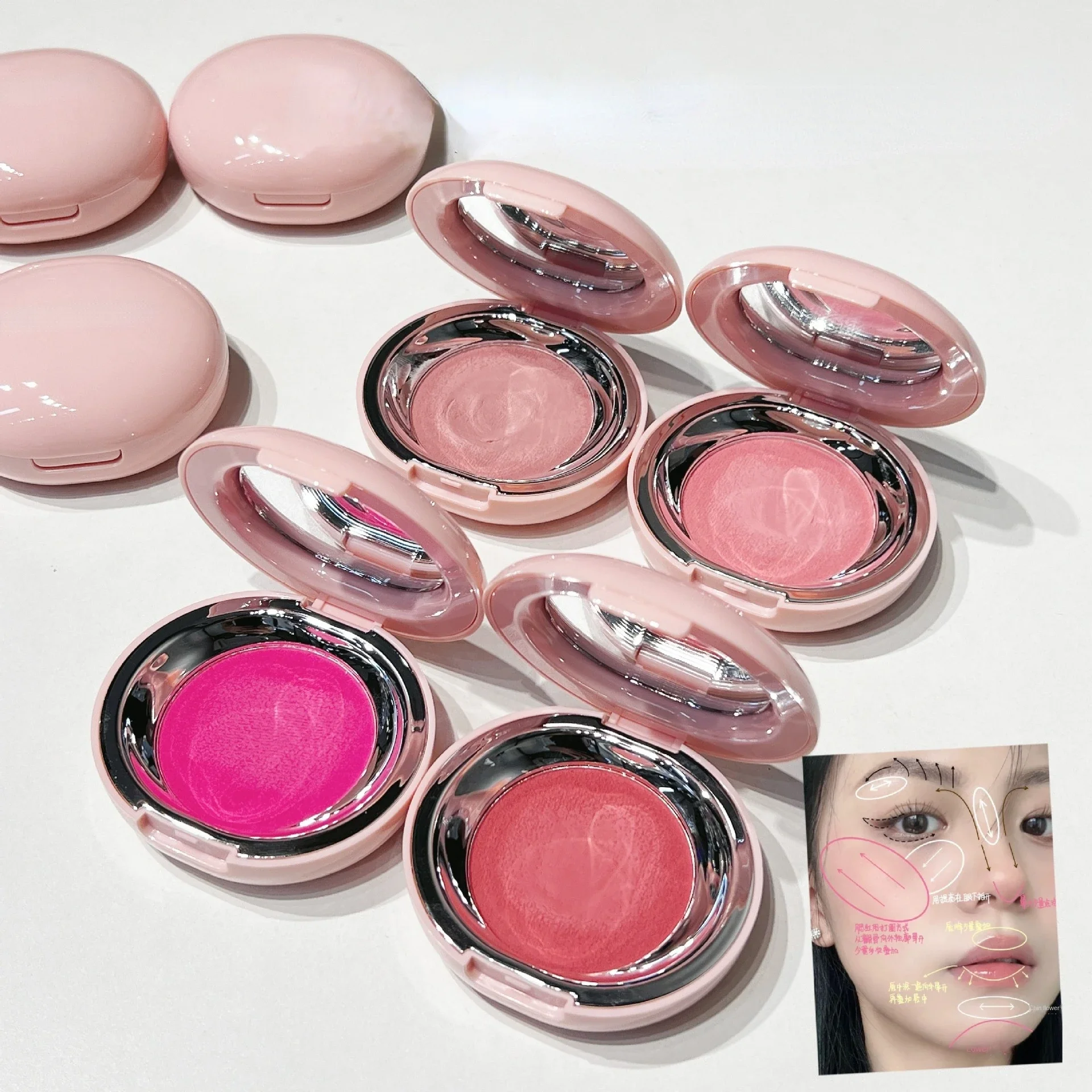 Pink Blusher Mud Palette Face Rouge Face Cream Concealer Foundation Powder Waterproof Lasting Peach Cheek Tint Blush Make Up