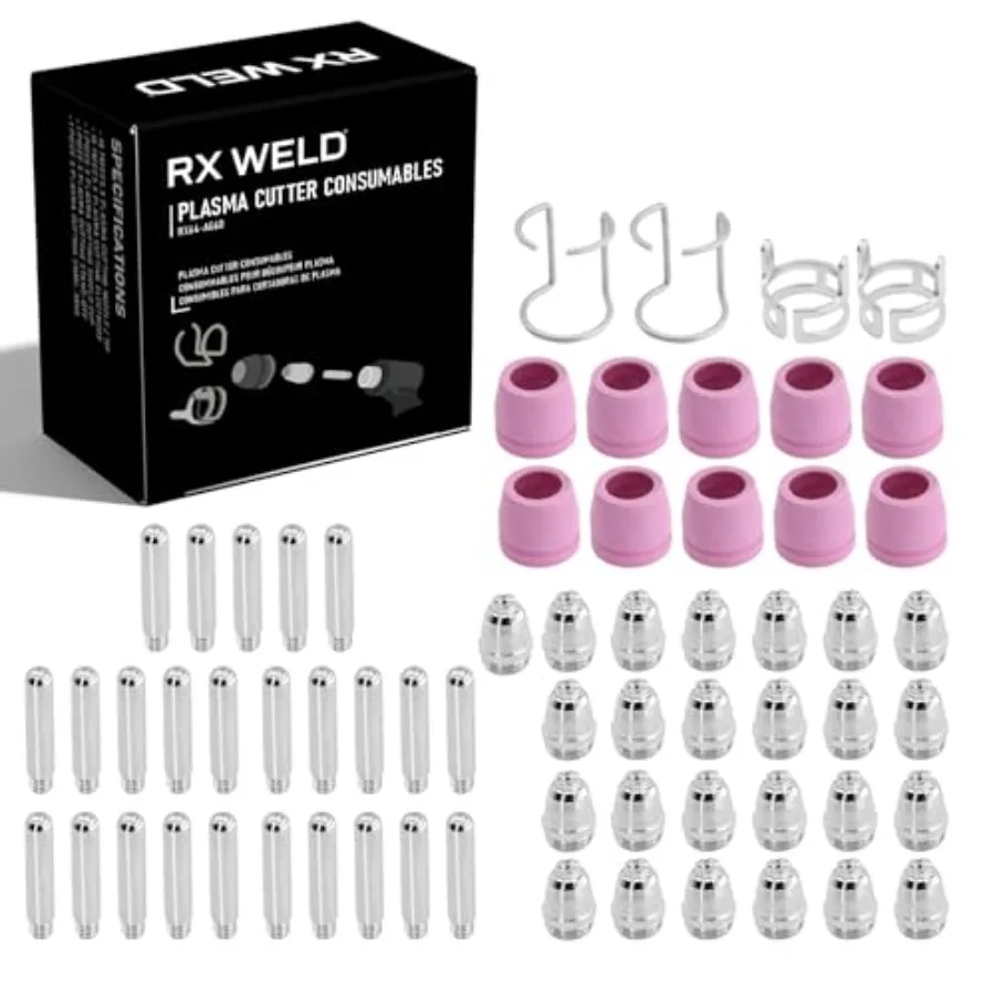 

64PCS AG60P Plasma Cutter Torch Consumables Electrode Nozzles Cups Kit Gaanized Copper Ceramic AG-60 Consumables