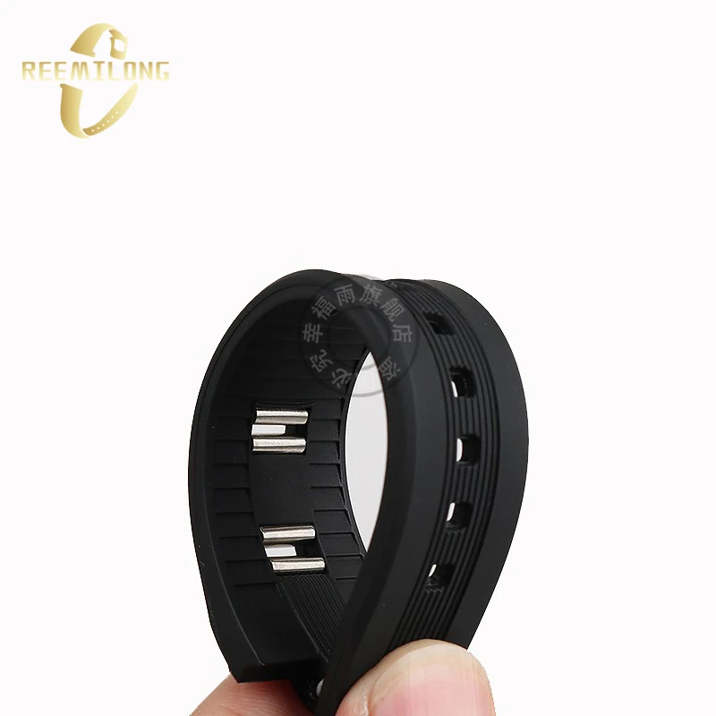 Silicone rubber watch strap High-quality 22*7mm 22*8mm 26*9mm Convex joint black men\'s watchband Watch chain For Diagono