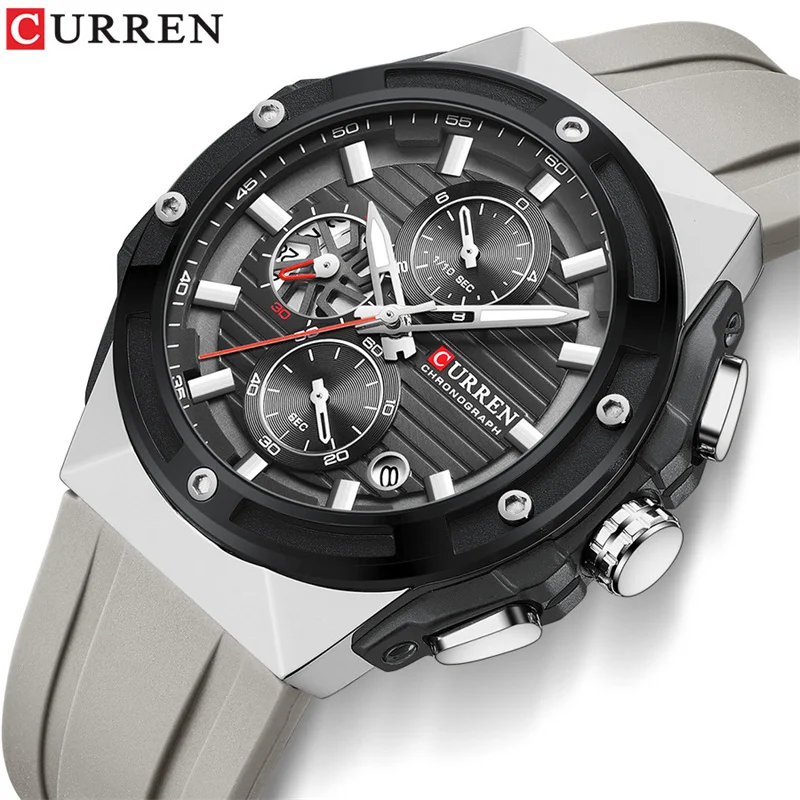 CURREN-Reloj de pulsera de cuarzo para hombre, cronógrafo de silicona con fecha luminosa, a la moda, para deportes al aire libre, novedad de 8462, gran oferta