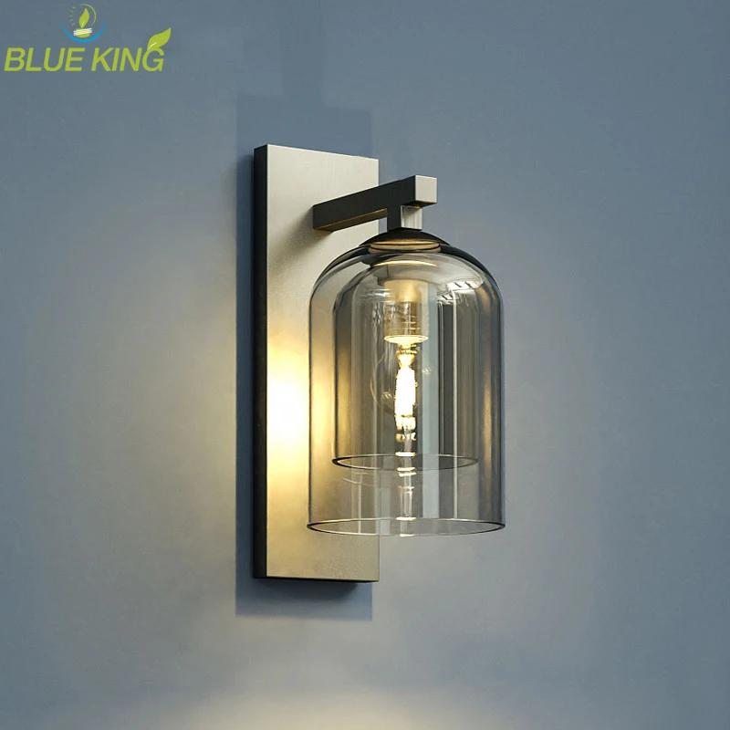 

Modern Art Double Glass Wall Lamps Creative Loft Luminaires for Living Room Bedroom Aisle Staircase Bedside Decor Wall sconce