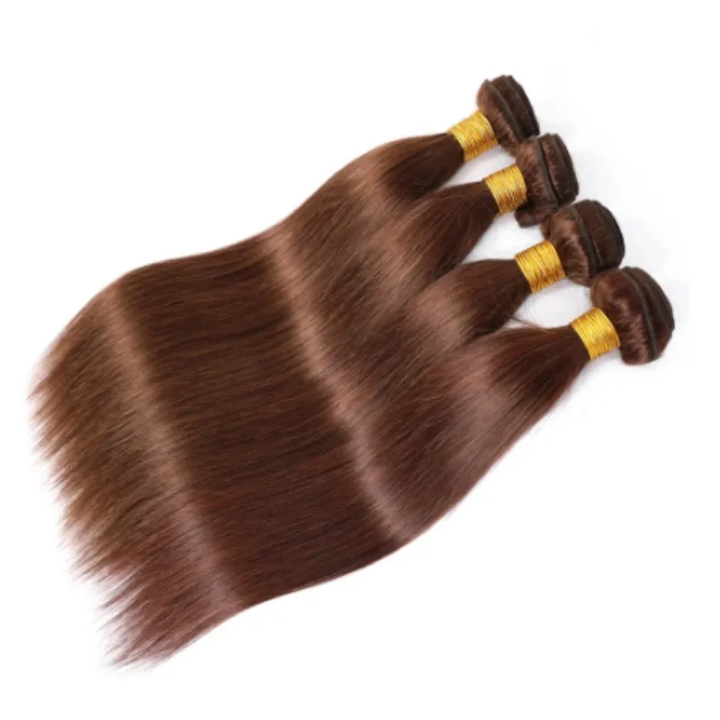 Extensions de Cheveux Humains 100% Naturels pour Femme, Mèches Brésiliennes Lisses, Brun, Remy, 1/2/3 Pièces