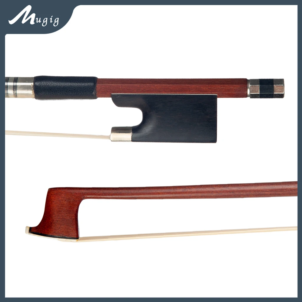 

Mugig High Quality Full Size Violin Bow Pernambuco Archo Stick For 4/4 Violin W/Ebony Frog Horsehair Well Balance Fast Response