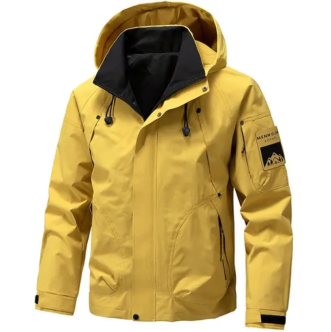 

Waterproof Jacket Men Outdoor Zip Up Hooded Jacket Windbreaker Hiking Camping Coats Lightweight Spring Autumn Coats
