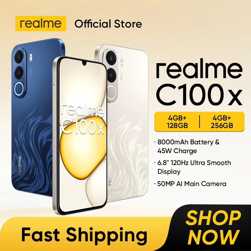 【新発売】realme C100x スマートフォン 8000mAhバッテリー 45W急速充電 50MP AIカメラ 6.8インチ 120Hz LCDディスプレイ IP64 NFC
