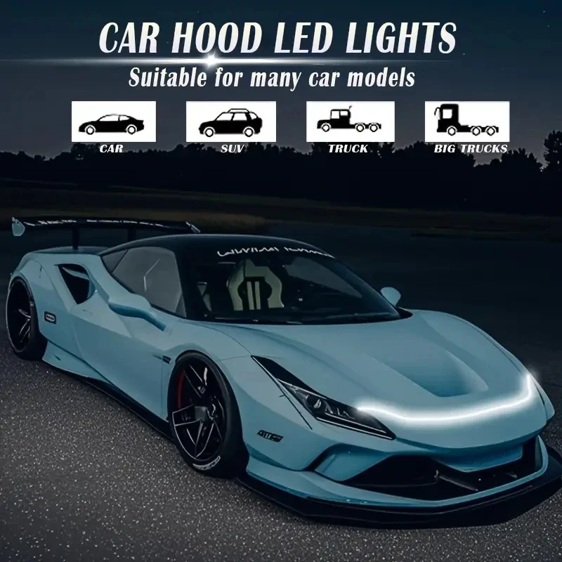 

1 шт. светодиодные фары на капоте автомобиля последовательное сканирование универсальная полоса фар автомобиля декоративная атмосферная лампа DRL авто дневные ходовые огни