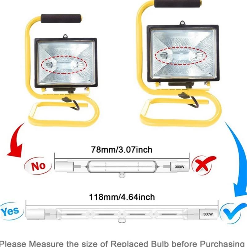 1/2/5 قطعة R7S J118 LED أنبوب زجاجي COB ضوء لمبة عالية الطاقة مصباح الذرة 100 واط 200 واط 300 واط 400 واط-استبدال الهالوجين الموفرة للطاقة #3