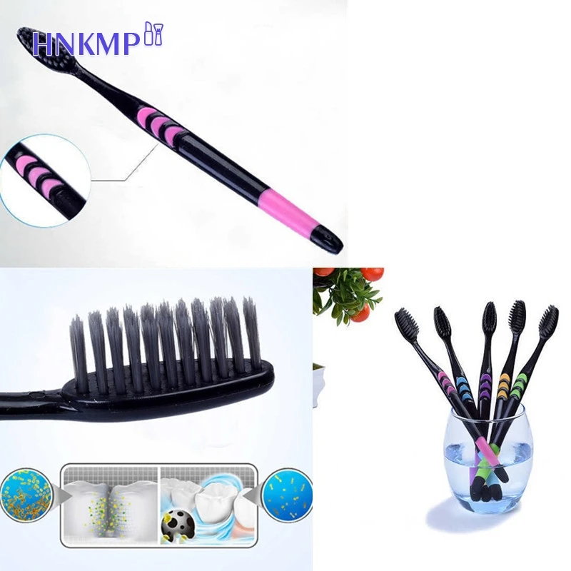 

10Pcs Cheap New Bamboo Toothbrush Soft Tooth Brush Charcoal Adults Toothbrushes Packs Manual Oral Hygiene Care Cleaning