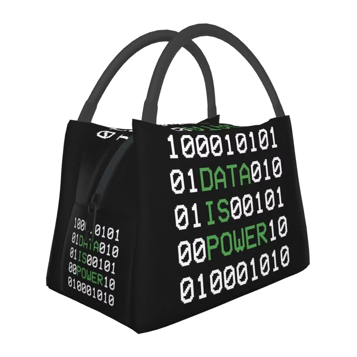 Hacker Binary Code Print Insulated Lunch Bag Computer Science Tote for School Office Picnic
