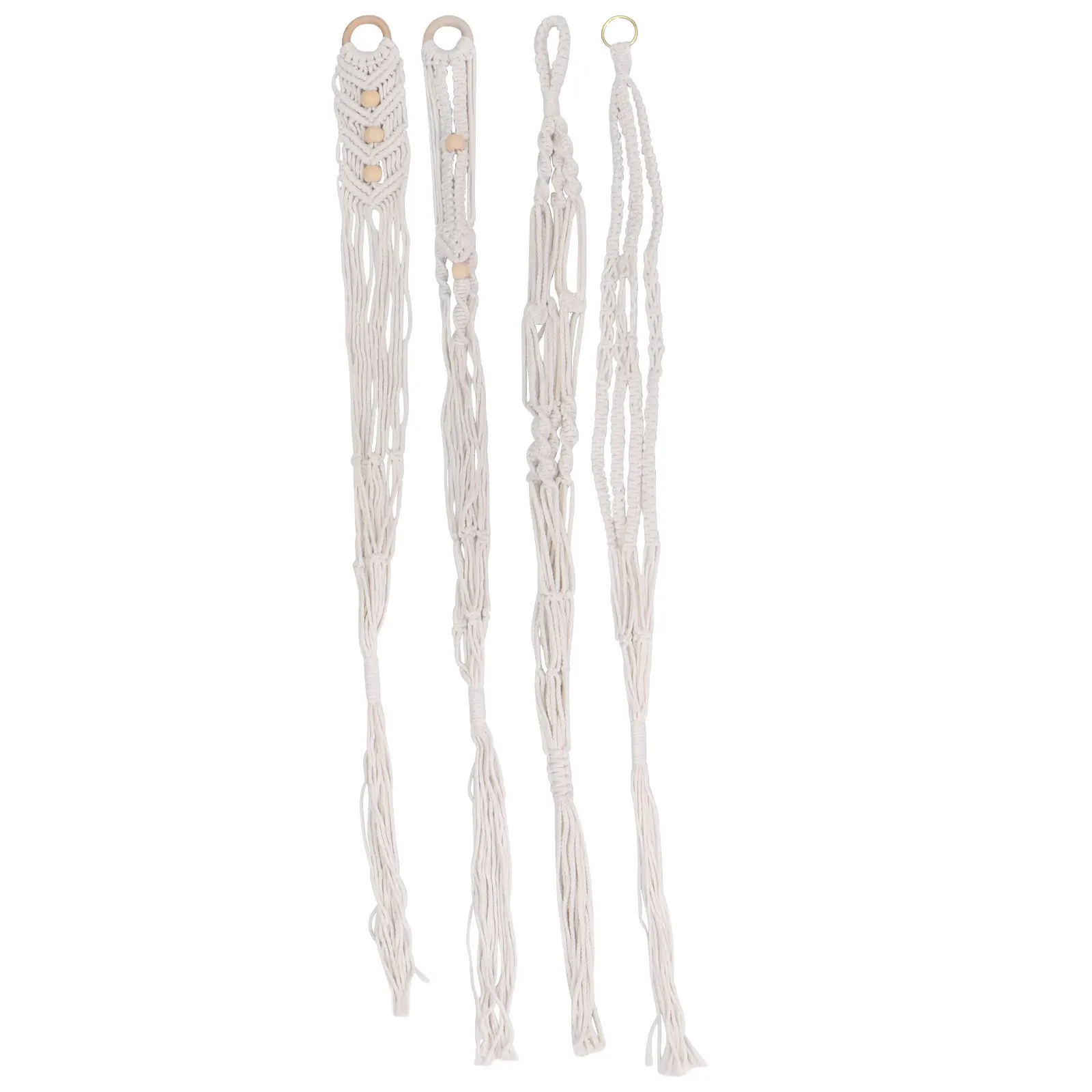 

4Pcs Cotton Rope Flowerpot Net Bag Hand Knitted Hanging Plant Basket for Ceramic Metal Plastic Glass Pots Indoor Outdoor Decor