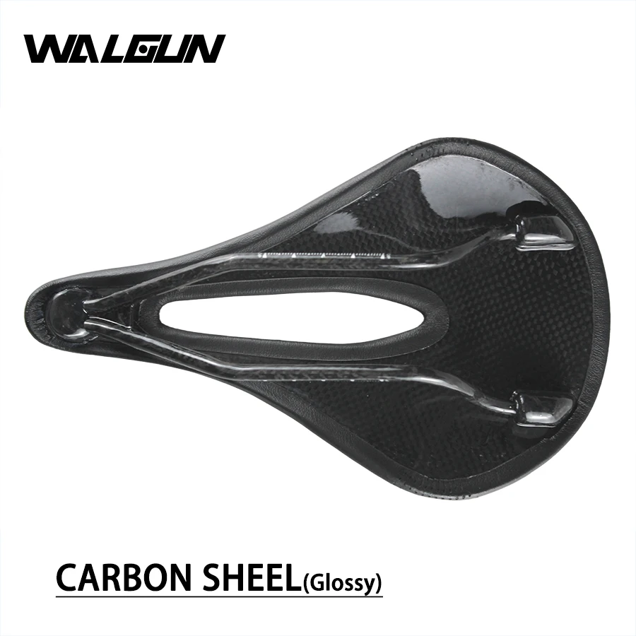 Walgun Ultralight Bicycle Saddle Cushion 3K Full Carbon Fiber Leather Bike Saddle Mountain Bike MTB Road Saddle 143/155 mm 106 g