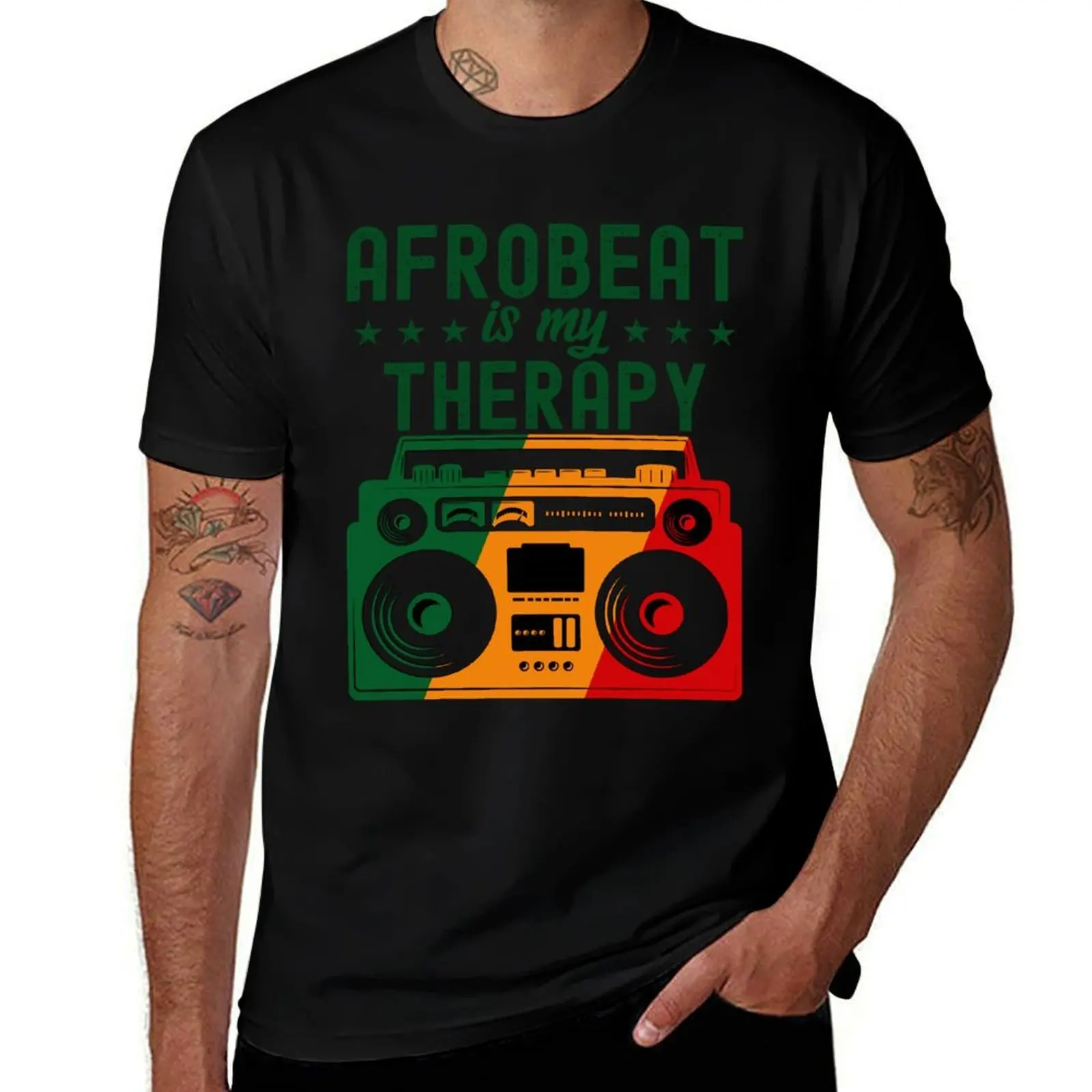 

Afrobeat is My Therapy Pan-African Colors Boombox African Dance Music T-Shirt man t shirt cute clothes shirts men graphic