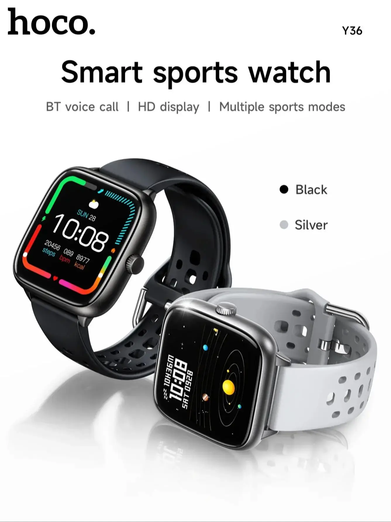 HOCO Y36 1.72 pouces TFT écran tactile Version d'appel montre intelligente fréquence cardiaque sommeil oxygène Sport surveillance Smartwatch IP67 étanche