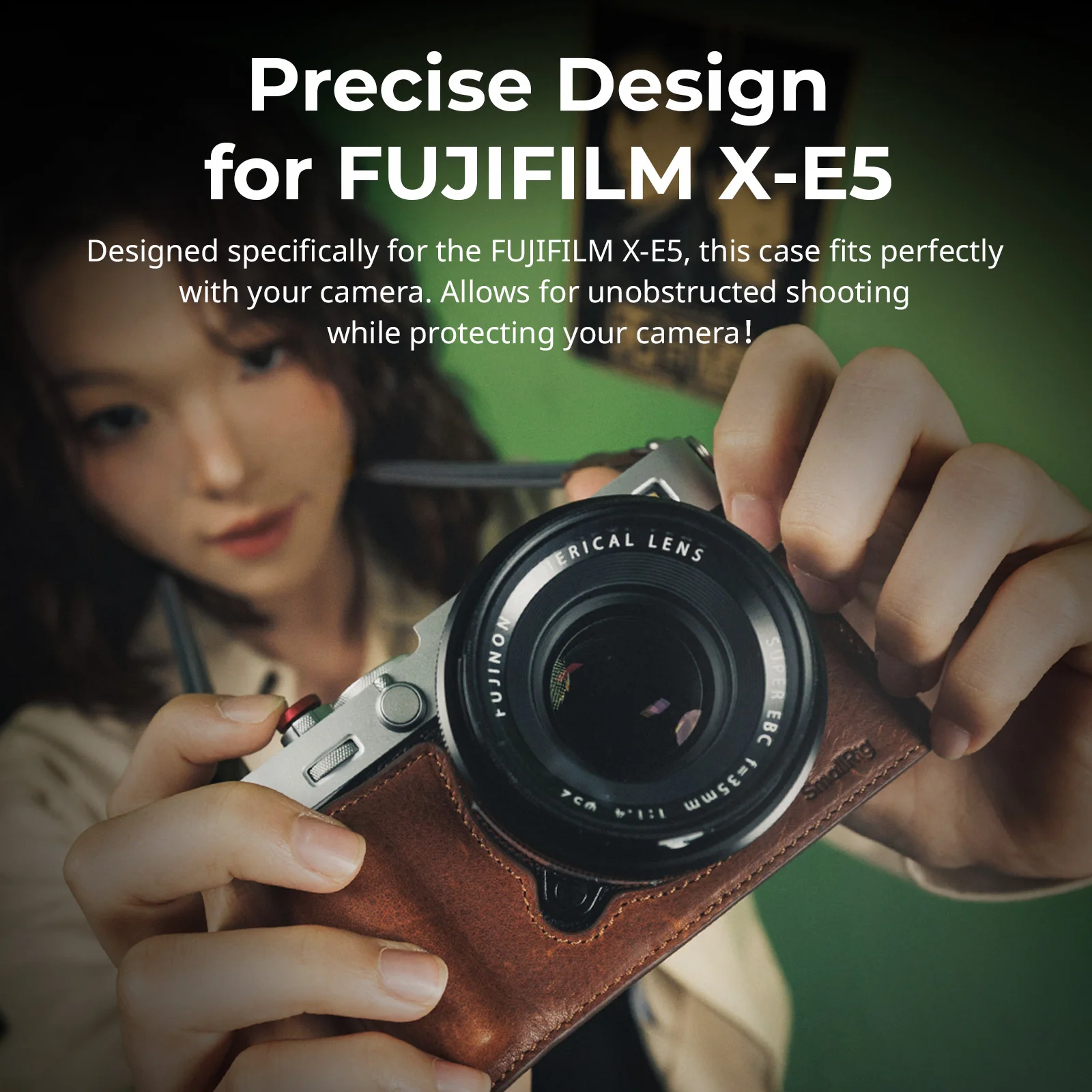 SmallRig X-E5 Półobudowa, Skórzany Futerał na Aparat do FUJIFILM X-E5 z Skórzanym Paskiem na Ramię, Kolor Brązowy/Czarny 5449 — zdjęcie produktu 6
