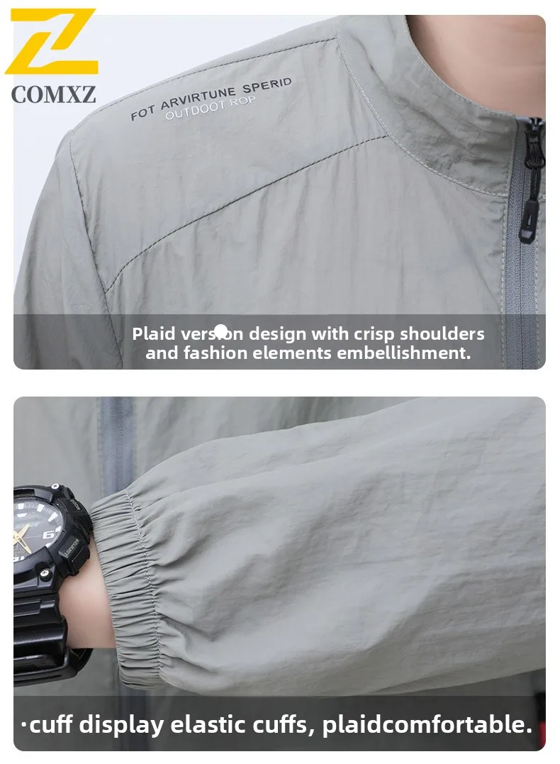 سترة حماية من الأشعة فوق البنفسجية بياقة واقفة للرجال بعامل حماية من الأشعة فوق البنفسجية 50+ معطف جلد فضفاض مناسب للتبريد على الجليد مع جفاف سريع للرياضات الخارجية والارتداء اليومي #2