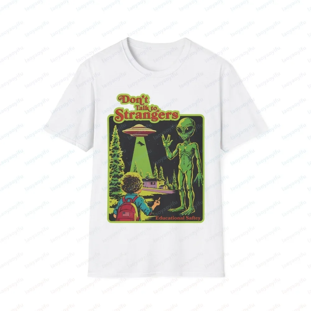 Funny Alien Retro UFO Graphic T Shirt Terror Panic Fear Design Printed T-shirt Casual Fashion Cotton Y2k Soft Man Women Tees