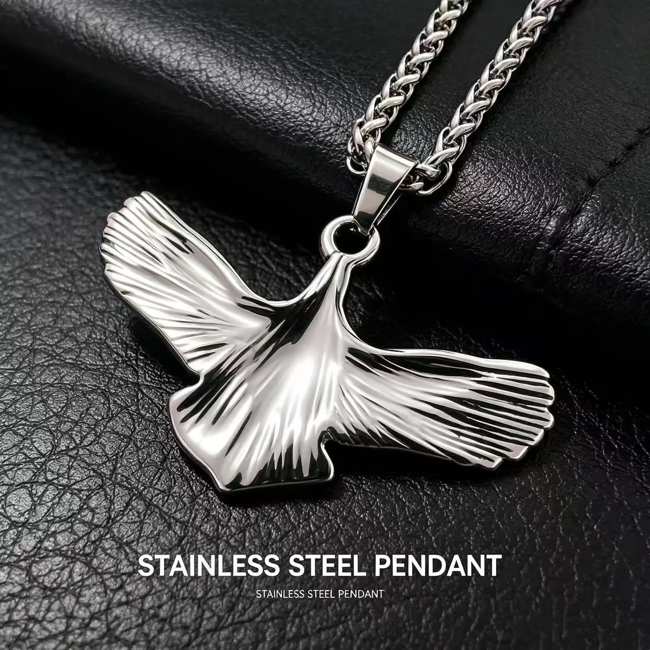 316L Edelstahl Wikinger-Raben-Anhänger Halskette für Männer Wasserdichter Nordischer Adler Biker Punk Männerschmuck Geschenk – Detail 2