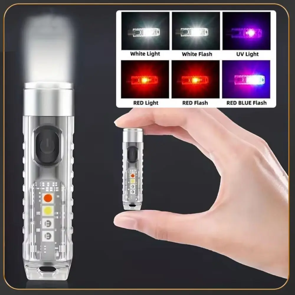 Waterproof Mini Keychain Flashlight 10 Modes Super Bright LED Magnetic Flashlight Magnetic Base Multifunctional