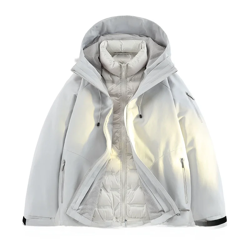 

ex Tee-in-One Du down Jaet Outdoor Climbing Waterproof Autumn Winter Loose Fit Long Sve Coat for Men And Women