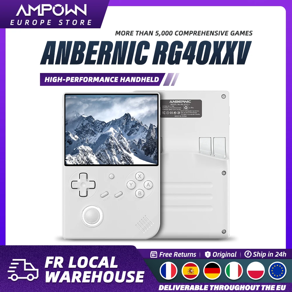 Console de jeu portable ANBERNIC RG40XXV, lecteur de jeux rétro, écran IPS de 4 pouces, H700 Linux 64 bits, 64 Go TF, joystick RGB, WiFi, Bluetooth, sortie HDMI TV, lecteur vidéo MP4, émulateur