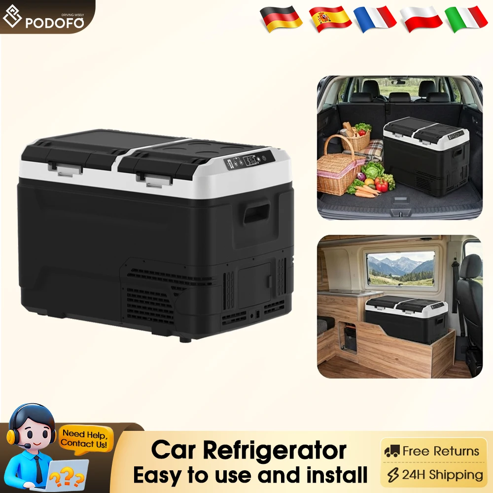 Refrigerador Podofo de 12V, Enfriador Eléctrico de 48QT, Control por Aplicación, Congelador Portátil -20°C ° De la C a +20 ° C100-240V CA 12/24V CC para Camping