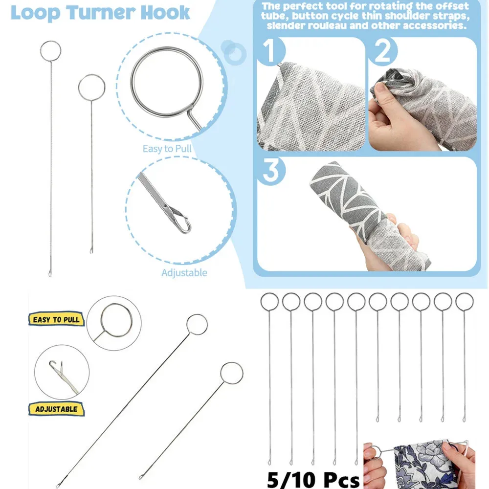 5/10 Pieces Sewing Loop, Stainless Steel Loop Turner for Fabric Tube Straps Belts Strips, DIY Knitting Accessories, Sewing Tools