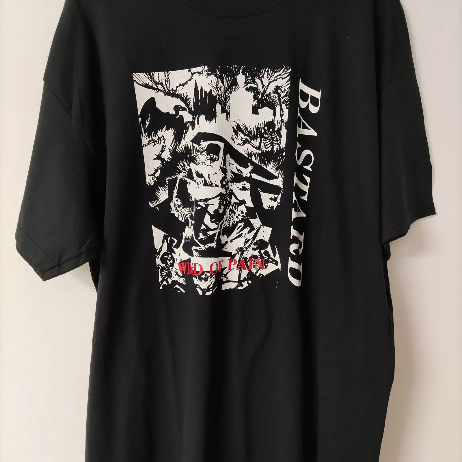 BASTARD Wind of Pain T Shirt Punk Hardcore Vintage Style vintage Washed Unisex Versatile Soft Comfortable graphic Stretched