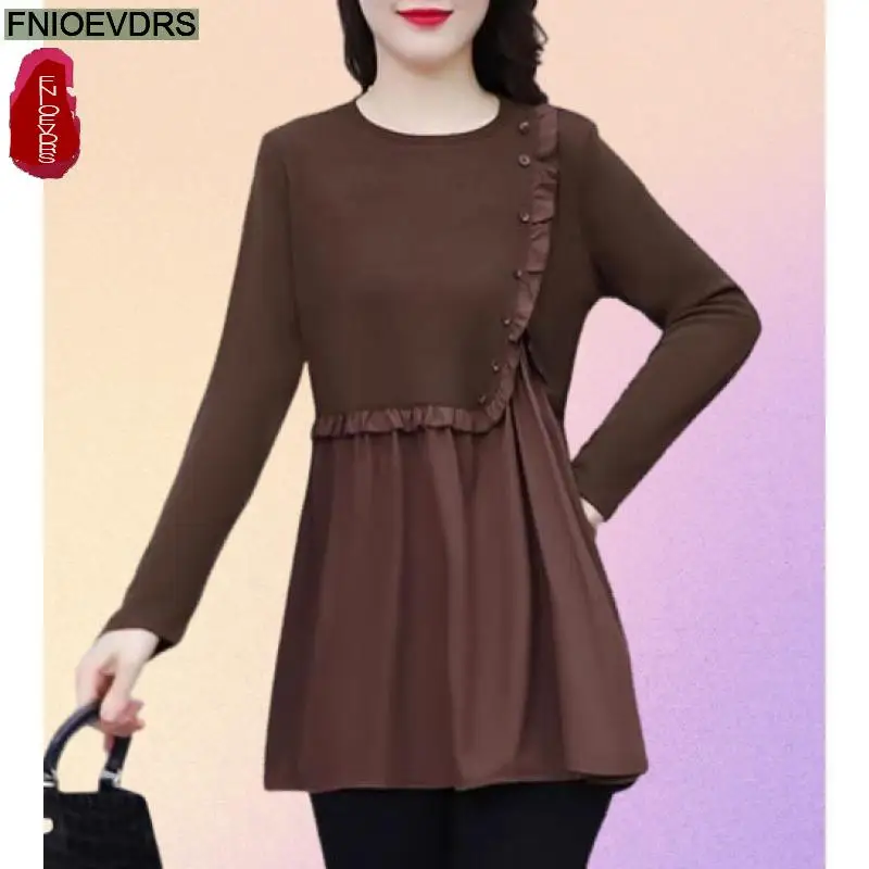 

L-5XL Loose Clothes 2024 Women Spring Basic Wear Shirts New Design Retro Vintage Button Flower Peplum Belly Tops Blouses