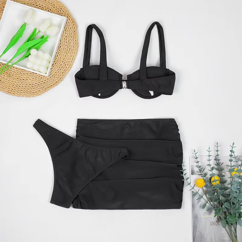 Push Up Sexy 3pieces Micro Bikini 2026 Women Swimsuit Black Female Swimwear Brazilian Bikinis Set Beachwear Bathing Suit Biquini