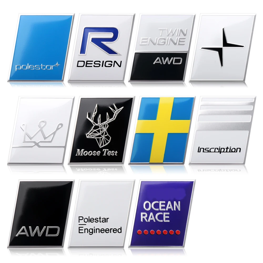 Autocollants de coffre d\'aile de logo en aluminium 3D, décoration intérieure, accessoires de voiture, Volvo Rdesign T6, probablement C30, C70, S40,