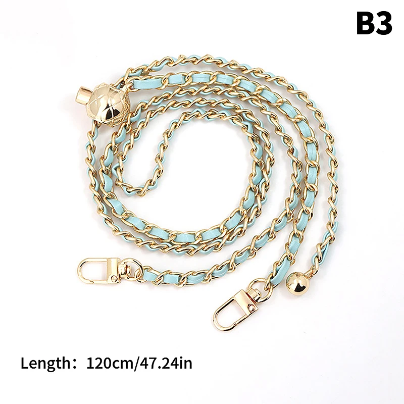 Leather Handle Bag Strap Rhombus Bag Gold Bead Ball Chain Adjustable Crossbody Portable Pearl Shoulder Strap Purse Accessories