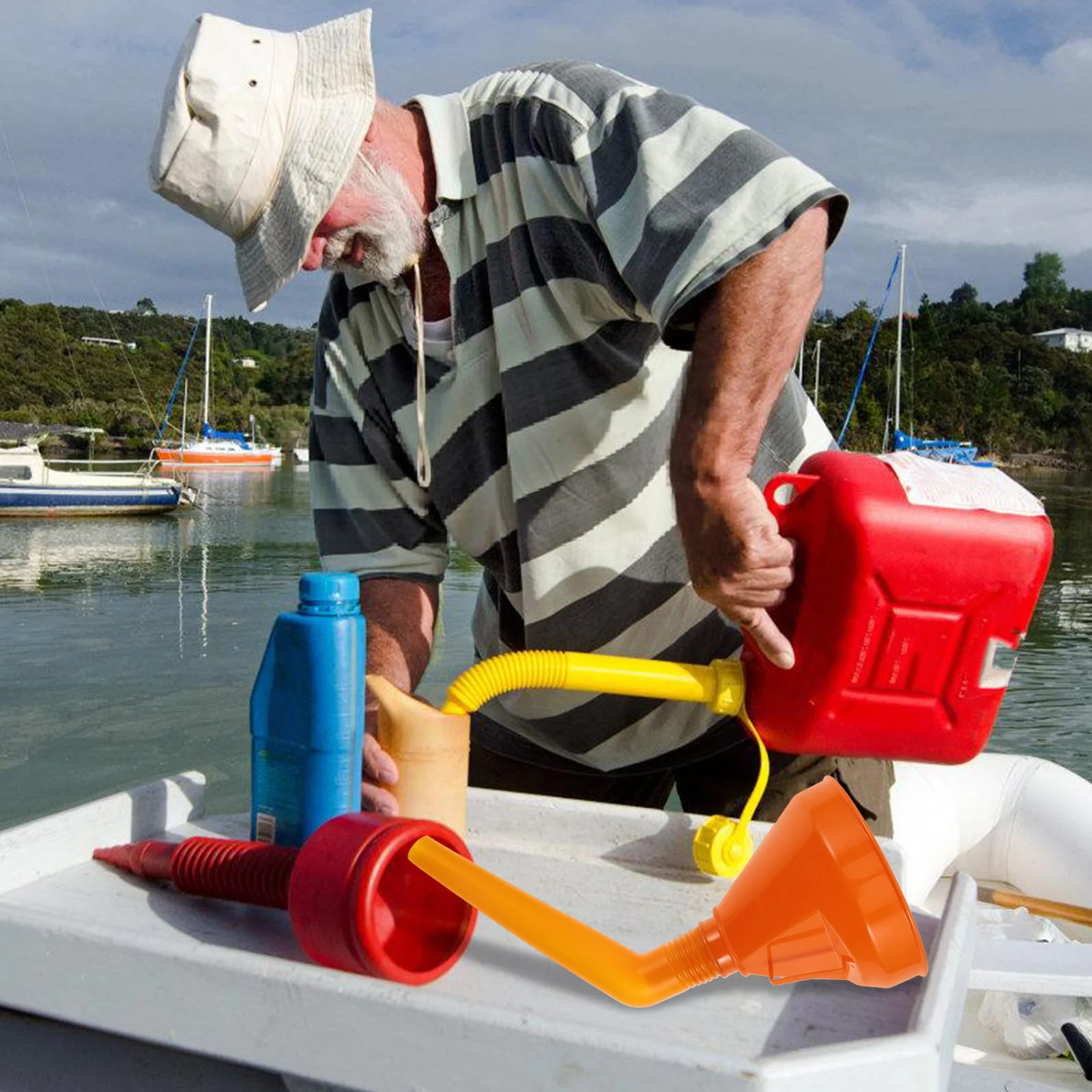 

4pcs Hand-free Fuel Thickened Durable Car Motorcycle Refueling Tool Plastic Gas Oil Funnel for Vehicle Emergency Road Trip