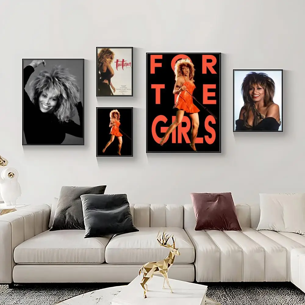 Singer T-Tina Turner Poster HD Self-Adhesive Waterproof Frameless Wall Art for Home Office Dorm Bedroom Ideal Gift