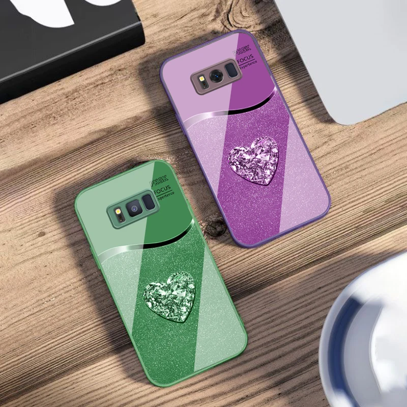

Gradient Diamond Love For Samsung S25 S25 Edge S25Ultra S8 9 S10 20 U ltra S21 Pro 22 Plus S23 FE S24 Ultra Glass Phone Case