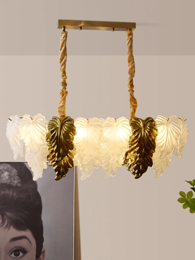 Modern LED Maple Leaf Ceiling Chandeliers French Luxury Living Dining Room Pendent Lamp Home Decor Hanging Light Luster Fixtures