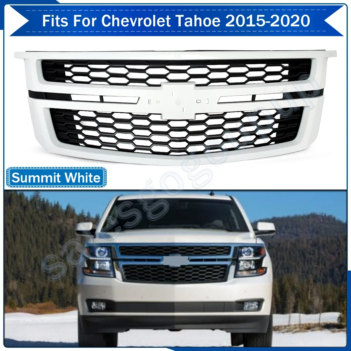 

Summit White Front Bumper Grille Grill For 2015-2020 Chevrolet Tahoe Suburban US