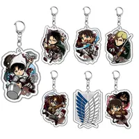 New Anime Attacking of The Giants Levi Ackerman Allen Yeager Keychain Pendant Role Playing Double Sided Acrylic Keychain Keyring